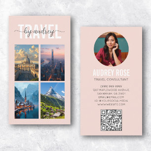 Rosa Reiseagentur-Berater-Foto-QR-Code Visitenkarte