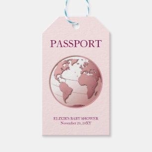 Rosa Reisepass Baby Shower Geschenkanhänger
