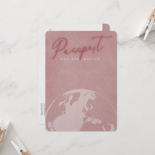 Rosa Reisepass-Brautparty Einladung