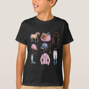 Rosa Reitdoodles Niedliche Reithors T-Shirt