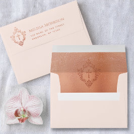 Rosa Religiöse Cross Vintage Rose Gold Wappen Rosa