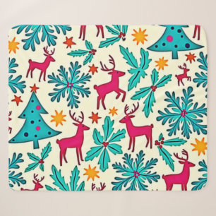 Rosa-Rentier-Tealbaum-Musterdesign Sherpadecke