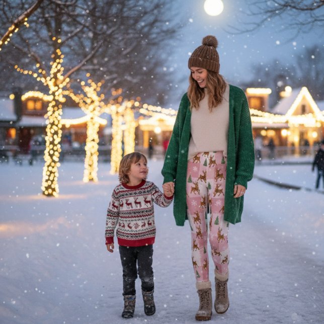 Rosa Rentierfisch und Baumfest Leggings (Von Creator hochgeladen)