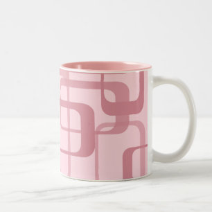 Rosa Retro-Abstractes Muster 60er 70er Jahre Zweifarbige Tasse
