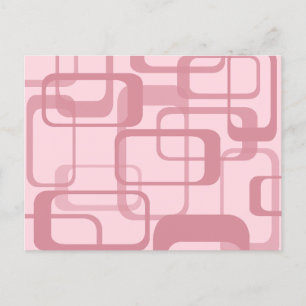 Rosa Retro-Abstractes Muster der 60er 70er Jahre Feiertagspostkarte