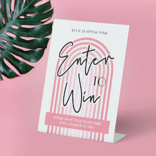 Rosa Retro Arch Business Prize Zeichn Raffle Sockelschild