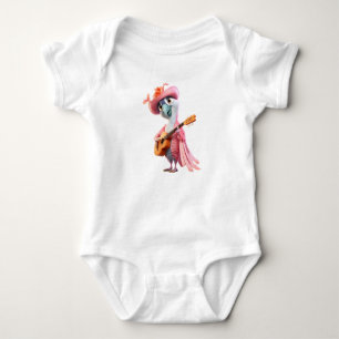 Rosa Retro Bird Rocker Baby Strampler