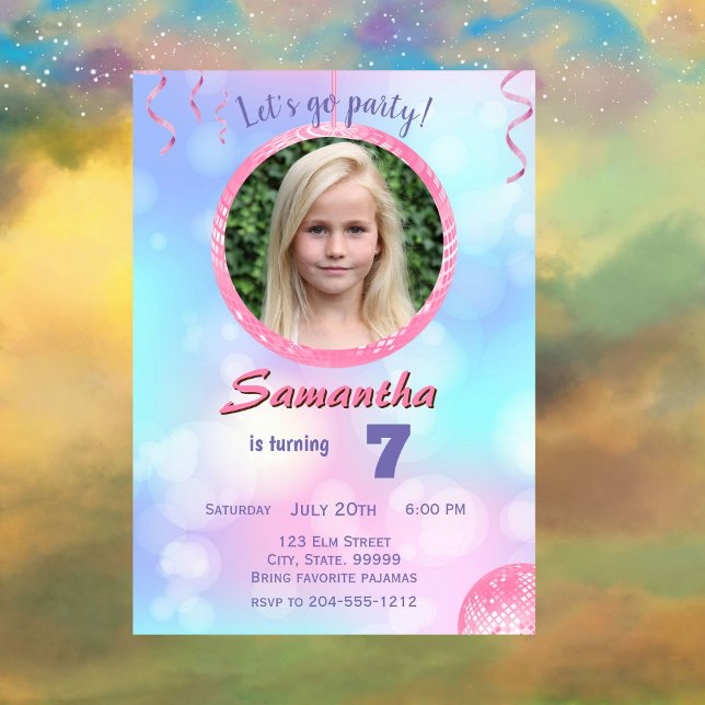 Rosa Retro Birthday Girl Einladung (Von Creator hochgeladen)