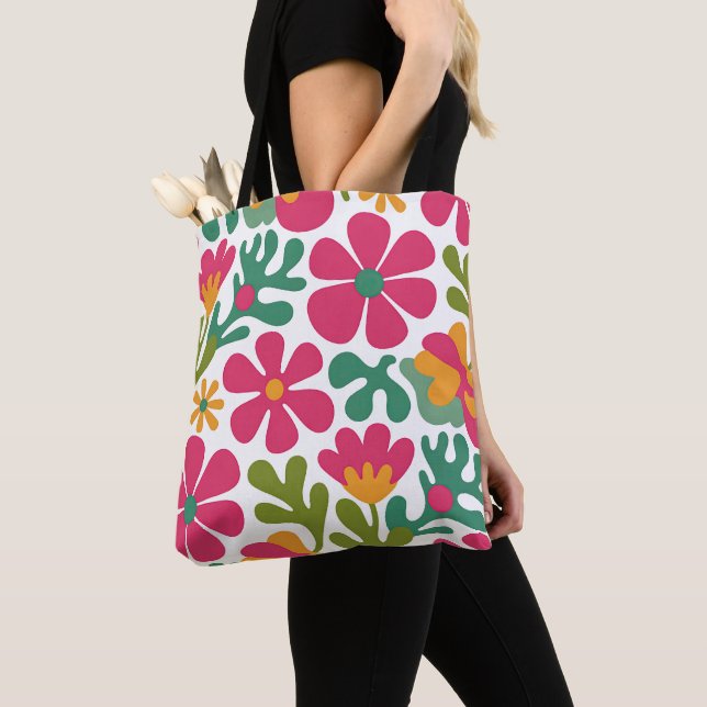 Rosa Retro-Blumen Groovy-Muster (Von Nahem)