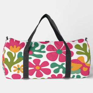 Rosa Retro-Blumen Groovy nahtloses Muster Duffle Bag
