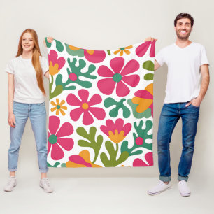 Rosa Retro-Blumen Groovy nahtloses Muster Fleecedecke