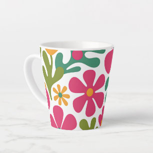 Rosa Retro-Blumen Groovy nahtloses Muster Milchtasse