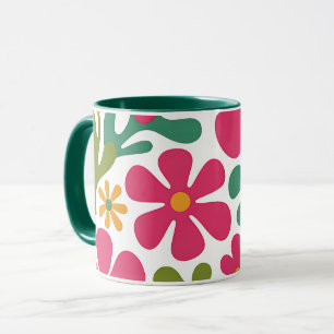 Rosa Retro-Blumen Groovy nahtloses Muster Tasse