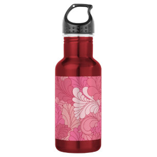 Rosa Retro-Blumen-Paisley-Federn Trinkflasche