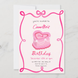 Rosa Retro Cake Geburtstag Einladung