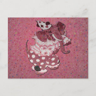 Rosa Retro Circus Elephantie Postkarte