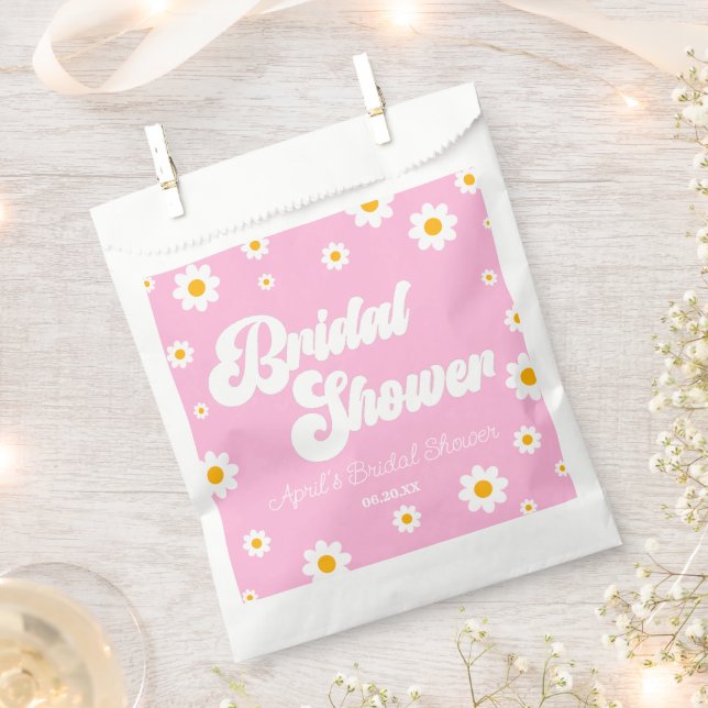 Rosa Retro Daisy Blume Brautparty Geschenktütchen (Ausgeschnitten)