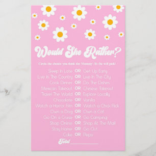 Rosa Retro Daisy würde sie eher Baby Dusche Spiel Briefpapier