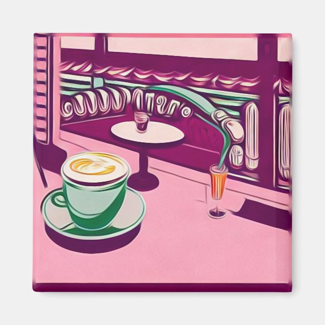 Rosa Retro Diner Magnet (Vorne)
