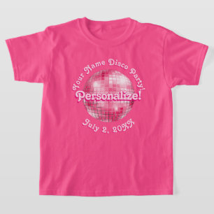 Rosa Retro Disco Ball PERSONALISIERTER T - Shirt