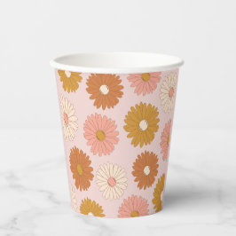 Rosa Retro Floral 2. Geburtstag Pappbecher