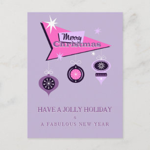 Rosa Retro Frohe Weihnachten Werbeplakat Grußkarte