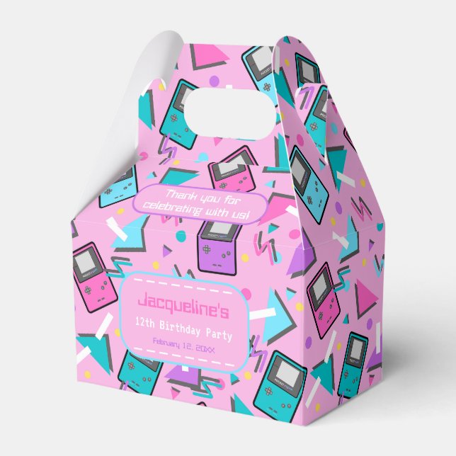 Rosa Retro Gaming Geburtstag Geschenkschachtel (Vorderseite)