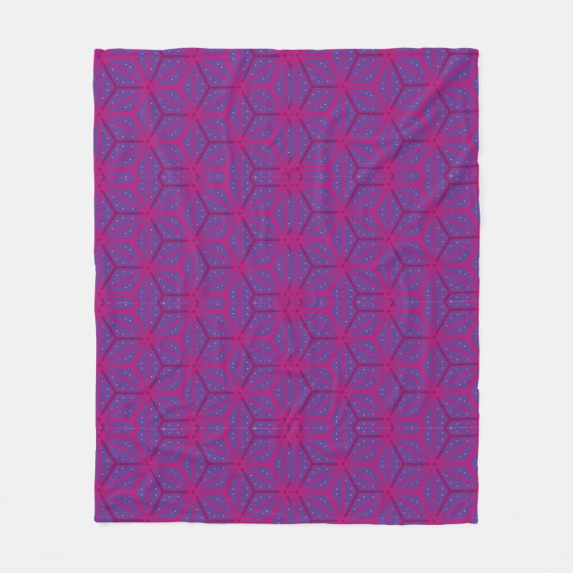 Rosa retro geometrisches Muster  Fleecedecke (Vorderseite)