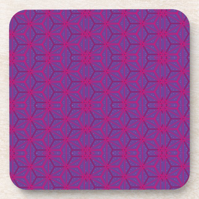Rosa retro geometrisches Muster  Getränkeuntersetzer (Vorderseite)