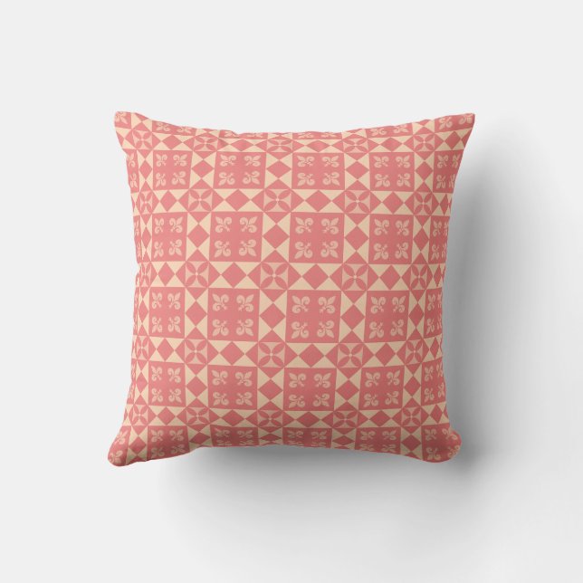 Rosa Retro-Geometrisches Muster Kissen (Rückseite)