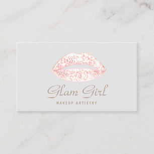 Rosa Retro Glam Glitter Lippen Make-up-Artist Visitenkarte
