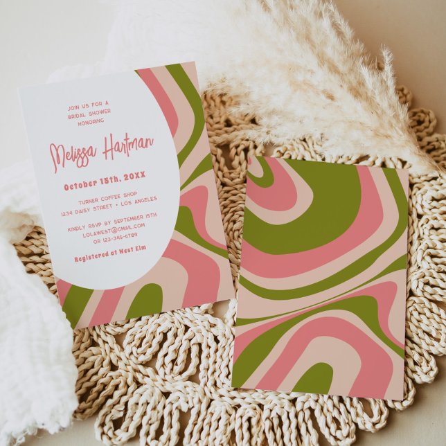 Rosa Retro Groovy Brautparty Einladung (Von Creator hochgeladen)