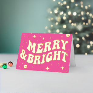 Rosa Retro Groovy Frohe und strahlende Weihnachten