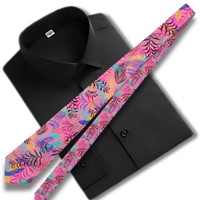 Rosa Retro-Hawaiimuster  Krawatte (Von Creator hochgeladen)
