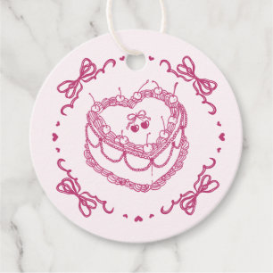 Rosa Retro Herz Coquette Cherry Cake Bachelorette Geschenkanhänger