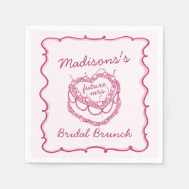 Rosa Retro Herz Coquette Cherry Cake Bridal Brunc Serviette