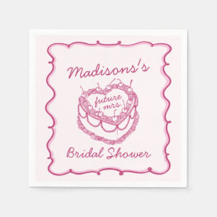 Rosa Retro Herz Coquette Cherry Cake Bridal Showe Serviette