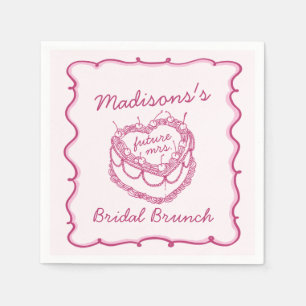 Rosa Retro Herz Coquette Kirschkuchen Braut Brunch Serviette