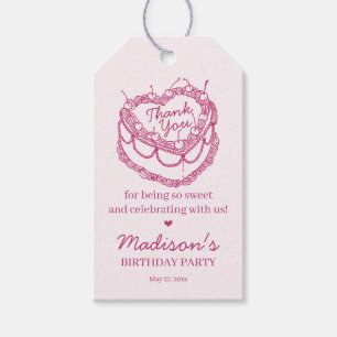 Rosa Retro Herz Coquette Kirschkuchen Geburtstag Geschenkanhänger