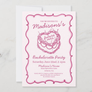 Rosa Retro Herz Coquette Kirschtorte Junggesellinn Einladung