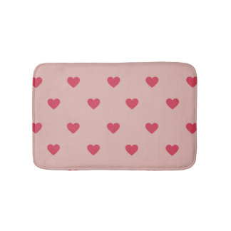 Rosa Retro Herz Y2K Muster mit rosa Hintergrund Badematte