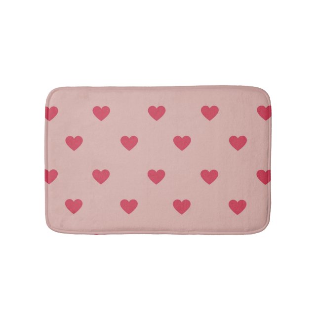 Rosa Retro Herz Y2K Muster mit rosa Hintergrund Badematte (Vorderseite)