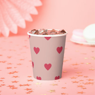 Rosa Retro Herz Y2K Muster mit rosa Hintergrund Pappbecher