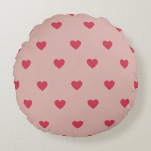 Rosa Retro Herz Y2K Muster mit rosa Hintergrund Rundes Kissen