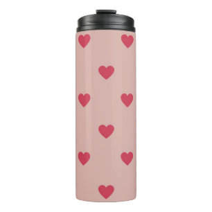 Rosa Retro Herz Y2K Muster mit rosa Hintergrund Thermosbecher