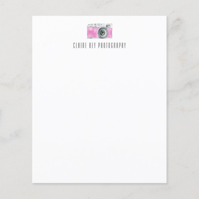 Rosa Retro-Kamera-Fotograf-Logo für die Aquarellfa (Vorderseite)