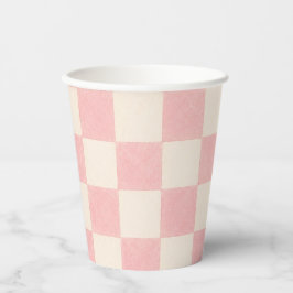 Rosa retro karierte Partybecher Pappbecher
