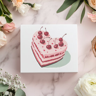 Rosa Retro-Kirschkuchen-Herzen Aufkleber
