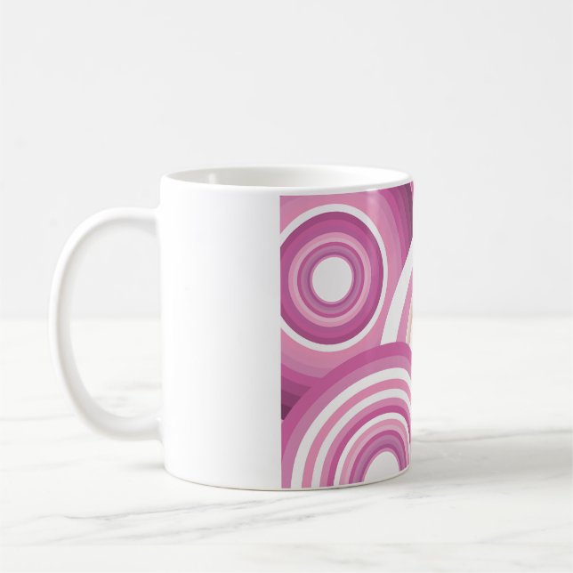 Rosa Retro-Kreis-Muster Kaffeetasse (Links)