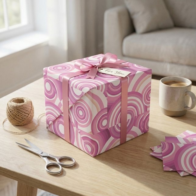 Rosa Retro-Kreismuster Geschenkpapier (Von Creator hochgeladen)